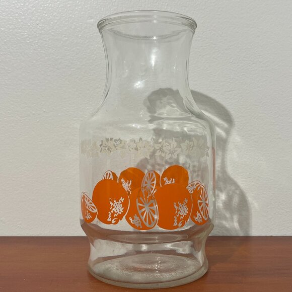Vintage Juice/Water Pitcher with Orange and White Flower Pattern - Picture 1 of 11